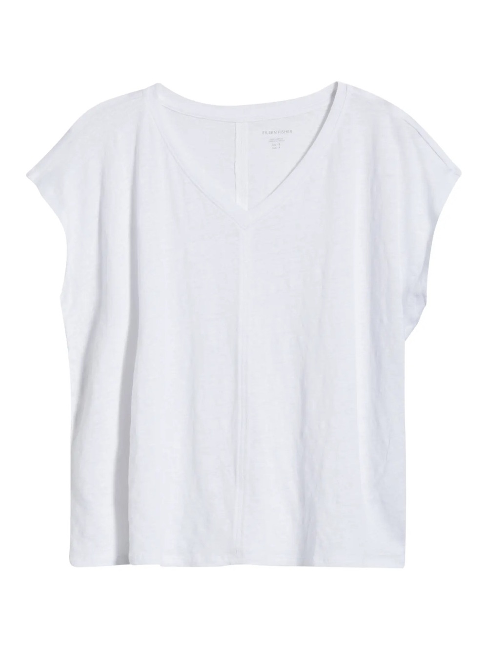 Eileen Fisher White V-Neck Short Sleeve Tee